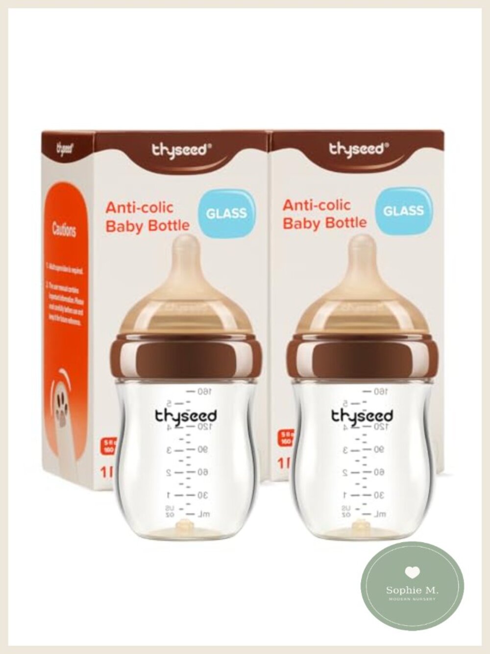 Anti-Colic Glass Baby Bottle Breastfed Infants Slow Flow Nipple 5 oz 2 Pack